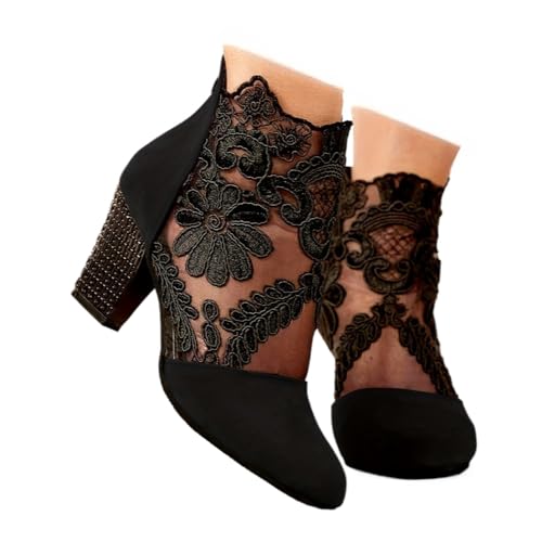 Black Patterned Ankle Boots