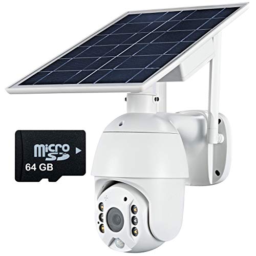 Wireless Security Camera Outdoor Solar Battery Powered, 1080P Pan Tilt, Spotlight/IR Night Vision, Waterproof, Motion Detection, 2 Way Audio, SD Card/Cloud Storage, WiFi Home Video Surveillance system