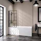 Schulte pare baignoire 80 x 140 cm noir réversible pivotant verre 5 mm