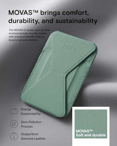 Image of MOFT Magnetic Wallet Stand Compatible with iPhone 16 /15 /14 /13 /12 Series, Angle Adjustment & Magnetic Compatible MOVAS Phone Stand,Seafoam