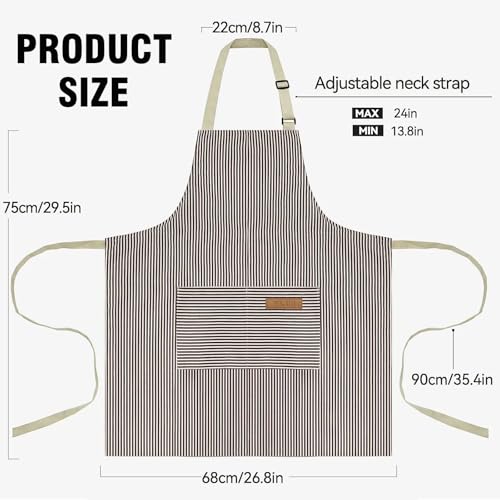 Senshuomy Unisex Apron with Pocket, Adjustable, Striped Pattern, Black, 1pcs - Cosy Home Interiors Senshuomy Unisex Apron with Pocket, Adjustable, Striped Pattern, Black, 1pcs - Image 2