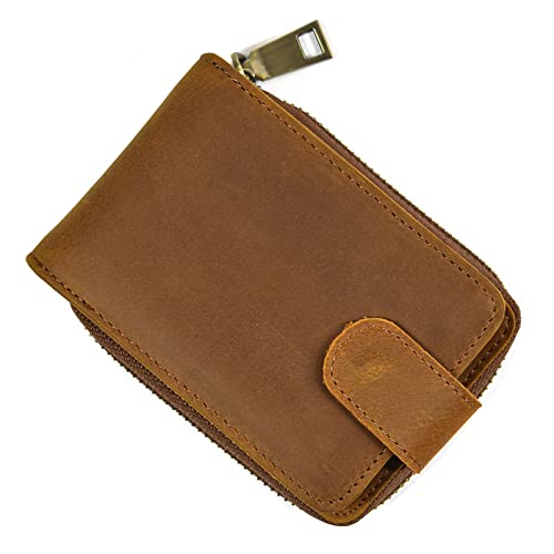 Large Capacity Credit Card Wallet - Zipper Leather Card Holder Case Wallet for Women and Men with 14 Card Slots (Brown)3