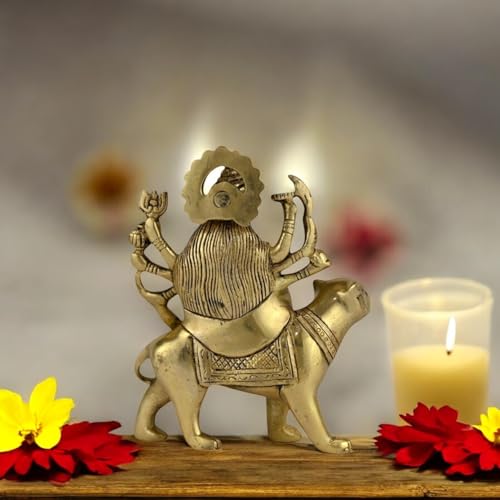 Image of Brass Durga MATA Idol /Murti for Puja Room Height:- 4.9 Inch