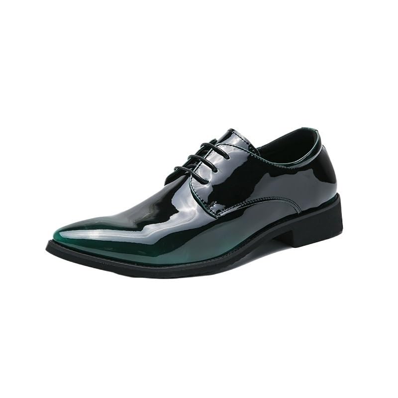 Men's Dress Oxford Shoes Pointed-Toe Leather Tuxedo Shoes Lace-Ups for Business Professionals Wedding Grooms