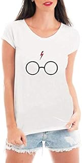 Camiseta Minimalista Óculos Feminina Branca