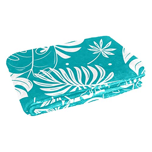 Couverture douce de lit haut de gamme turquoise motif tropical chic 150x100
