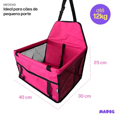 Assento Cadeirinha Pet Banco Carro Cachorro até 12kg MADOG PetTravel Cor: Rosa