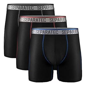 Separatec Heren Boxershort Aparte Sportonderbroek Voor Sneldrogende van Mesh met gulp Apart zakje, set van 3, S-XL