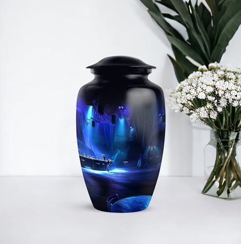 Image of Personalized Banquet Hall - Burial Urn For Mom & Dad - Large Urn For Ashes Adult Male - Funeral Ashes Urn - Cremation Urns - 10 Inch - Large With Velvet Bag - Decorative Urns For Human Ashes