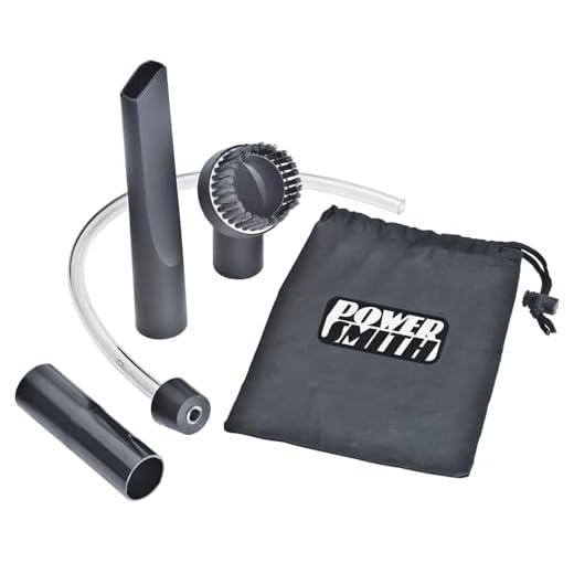 PowerSmith PAAC302 Ash Vacuum Deep Cleaning Kit with Crevice Tool, Brush Nozzle, Pellet Stove Hose, Adapter, and Storage Bag,Black