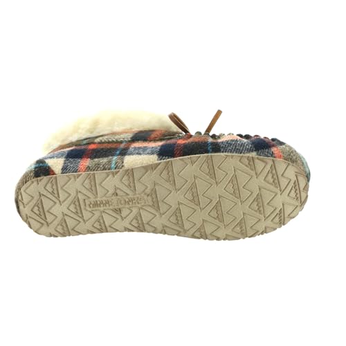 Minnetonka Cabin Bootie Women's Slipper, 5 C/D US, Taupe-Plaid3