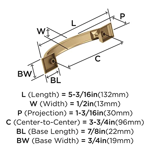 Image of Amerock | Cabinet Pull | Champagne Bronze | 3-3 /4 in (96 mm) Center-to-Center Drawer Pull | Candler | Kitchen and Bath Hardware | Furniture Hardware
