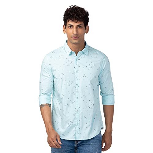 Spykar Blue Full Sleeves Shirt for Men (Size: 2XL)-MSHPS1BC093-Bleached Aqua