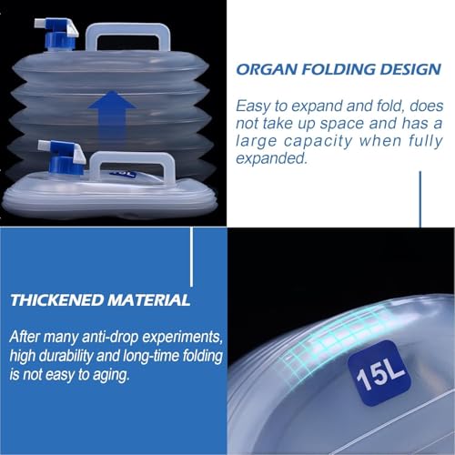 Image of KIDWILL Collapsible Water Storage Tank Portable Water Container with Tap Foldable Water Carrier Lifting Bag Water Pouch Camping Water Tank Outdoor Water Dispenser Travel Water Storage Solution