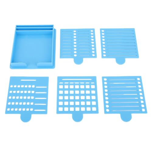 Zerodis Office Supplies and Holder ABS Plastic Practical Sticky Notes Dispenser with 5 Stencil Compatible with All 3x3 Inch Notes for Office Home School Supplies Sticky Stencil (Blue)