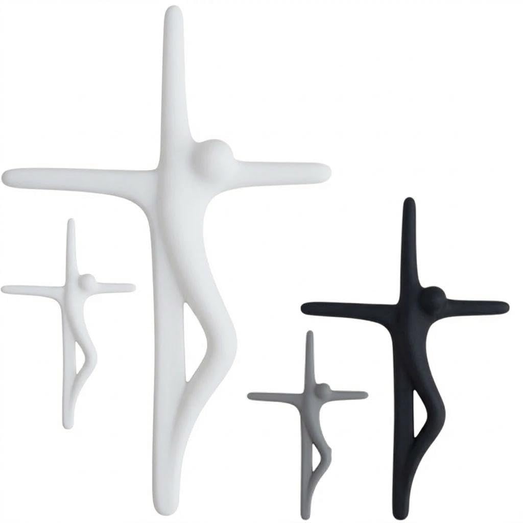 MGKolbe Crocifisso da Parete Moderno Grande in Gesso Ceramico, Stilizzato, misura 37 x 25 x 3 cm (Bianco)