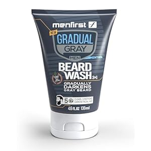 MENFIRST Gradual Gray Darkening Beard Wash – Gray Reducing Beard Wash, Beard Color Shampoo for Men – Hypoallergenic & Harsh Chemical-Free Beard Dye for Men – For Dark Shades, 4.6 Fl Oz (Pack of 1)