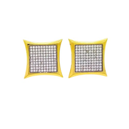 Mens Hip Hop Iced Out 18k Yellow Gold Finish Cubic Zirconia CZ Screw Back Kite Stud Earrings