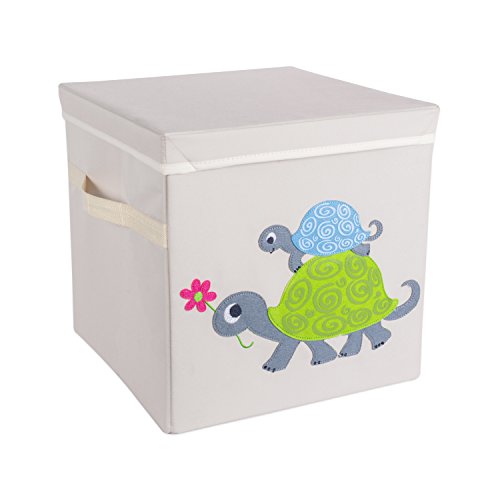DII Nursery Storage Bins for Toys, Clothing, Books, & Cube Organizers (13 x 13 x 13), Turtle, w/Lid