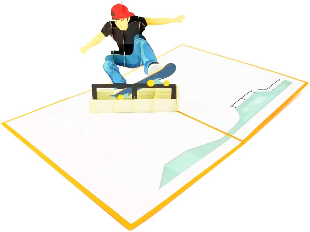 Skateboard Birthday Card - Happy Birthday Pop Up Card for son, boy, boyfriend, friends