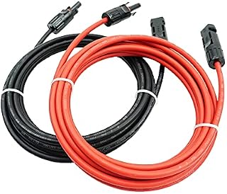 Solar Panel Extension Cable -1M/2M/3M/5M/10M/20M/30M 10AWG(6mm²)Harness Wiring Wire Adapter with ConnectorTinned Copper Electrical Wire Cable- Red+Black(5M)