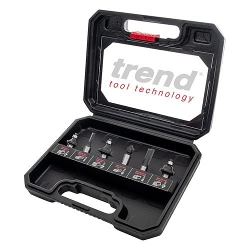 Trend 6 Piece Router Bit Starter Set, 1/4 Inch Shank, Tungsten Carbide Tipped, Storage Case Included, SET/SS11X1/4TC