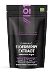 Organic Elderberry Extract 7500mg – High Strength Black Sambucus Extract – 90 Vegan Capsules (3 Months Supply) – Resealable and Recyclable Pouch – By Alpha01