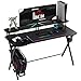 Price comparison product image HOMCOM Gaming Desk Writing Racing Computer Table Workstation with Headphone Hook Curved Front Adjustable Feet for Home Office Use 140 x 60cm