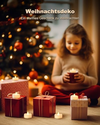 AMAGIC 12er Flimmerfreies LED-Teelichter, Batteriebetriebene Kerzen Für Hochzeit, Weihnachten, Tischdeko, Zuhause,weißer Außenschale