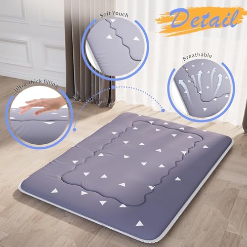 Kiseely Matelas futon Portable Pliable, Matelas Tatami Pliable Japonais, de Couchage Portable pour dortoir avec Sac et Sangle, Matelas de Sol, de Camping Enroulable (Gris HY1, 90X200cm) – vue 5