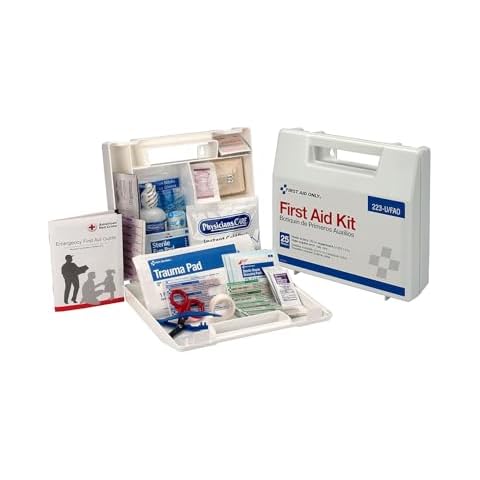 First Aid Only 223-U OSHA-Compliant First Aid Kit, All-Purpose 25-Person Emergency First Aid Kit for Business, Worksite, Home, and Vehicle, 106 Pieces Cover