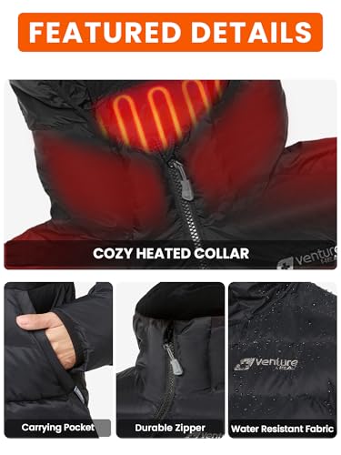 Women's Heated Jacket with Battery Included 12V Self Warming Parka Coat, Down Ski Jacket, Bluetooth App Control4