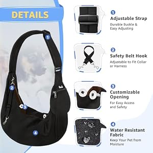 SlowTon Dog Carrier Sling - Thick Padded Adjustable Shoulder Strap Dog Carriers for Small Dogs, Puppy Carrier Purse for Pet Cat with Front Zipper Pocket Safety Belt Machine Washable (Black L) SlowTon Dog Carrier Sling – Thick Padded Adjustable Shoulder Strap Dog Carriers for Small Dogs, Puppy Carrier Purse for Pet Cat with Front Zipper Pocket Safety Belt Machine Washable (Black L)