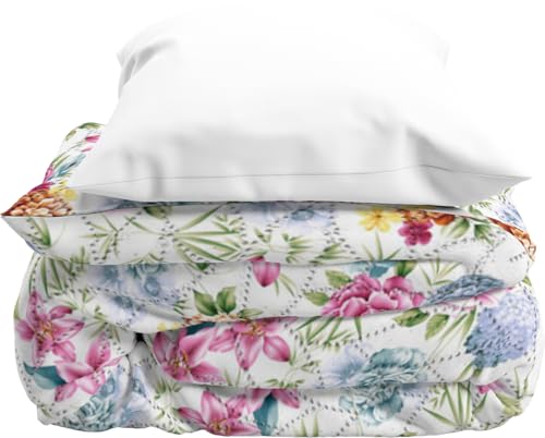 HOME ZEN HOUSEHOLD LINEN Trapuntino Estivo Double Face ART LOTUS, Copriletto 100g, Disponibile 150x250 / 200x250 /250x250 cm (FLOWER MIX, SINGOLO)