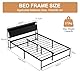 BEXEVUE 140x200 cm Bett mit LED und Steckdose, Metallbettgestell mit Kopfteil, moderner Bettrahmen mit Stauraum, robust und langlebig, einfach zu montieren – Ideal für Schlafzimmer und Gästezimmer