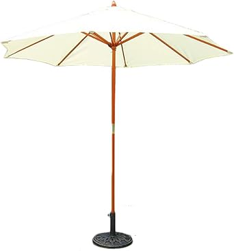 9 Outdoor Patio Table Umbrella for Market Garden Yard Beach Deck Poolside Cafe Interior Sunshade with Wooden Poles Color Off-White