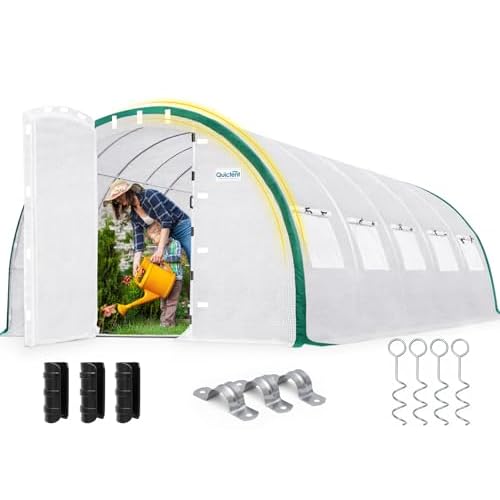 Quictent 25x10x6.6 FT Premium Greenhouse for Outdoors with 2 Door Frames, Reinforced Top Structure & Cover, Large Heavy Duty Walk-in Tunnel Hoop Green House for Garden Backyard Flower Winter