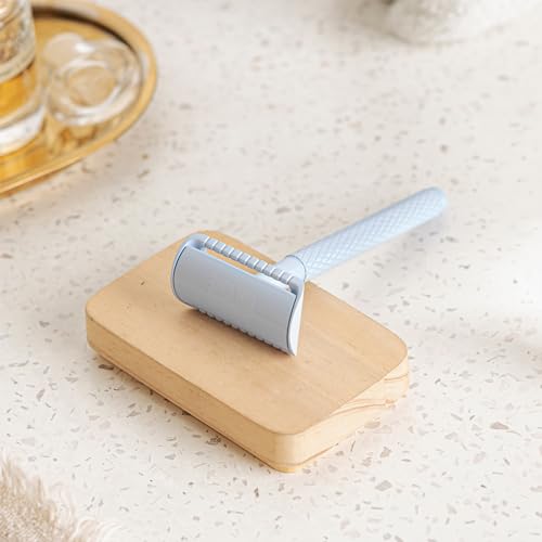Jungle Culture Safety Razor for Women & Men in Blue • Reusable Metal Razor • No Blades Included - Fits All Double Edge Blades • Eco Friendly • Shaving Guide included • for Body & Face - Image 2