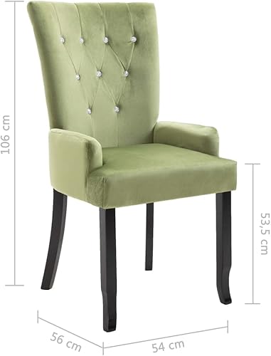 Miniatura 2 de Silla de comedor con reposabrazos de terciopelo verde claro, elegante silla, asiento reclinable adecuado para cenas diarias o eventos especiales