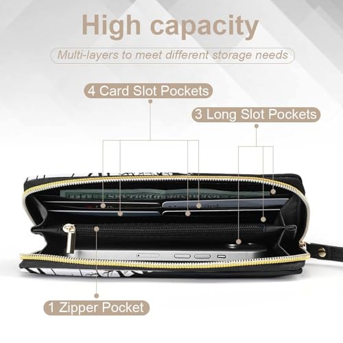 Halloween Spooky Tree Women's Wallet Wristlet Zipper Purse with Hand Strap Travel Credit Card Holder for Daily Use Gifts3