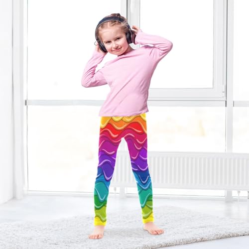 Rainbow Glaze Girls Leggings,Workout Leggings for Girls Toddler Athletic Legging Size for 3-10T4