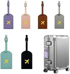 6 Pcs Couleurs mélangées PU Étiquettes de bagage en cuir,étiquettes de bagage lettre pour valises avec protection de la vie privée et bracelet réglable, identificateurs de valises
