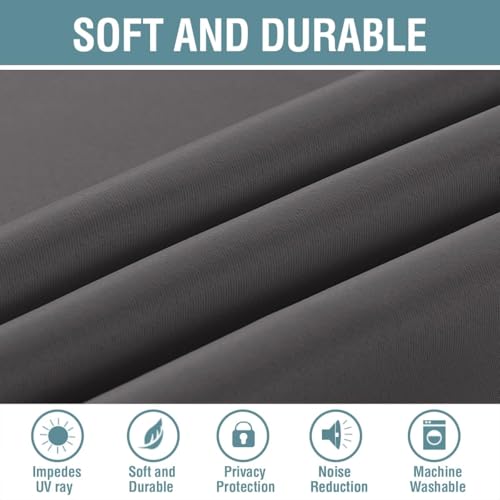 Image of H.VERSAILTEX Blackout Grey Curtains for Patio Door Thermal Insulated Living Room Curtains, Room Darkening Noise Reducing Blackout Curtain for Bedroom, Charcoal Gray, 1 Panel, 52'W x 102'L