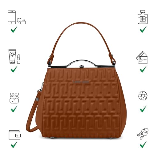 Image of Lavie Luxe Women's Fluffel Frame Satchel Handbag for Women | Satchel Bag for Work | Ladies purse | Stylish Shoulder Bag | Gift For Women