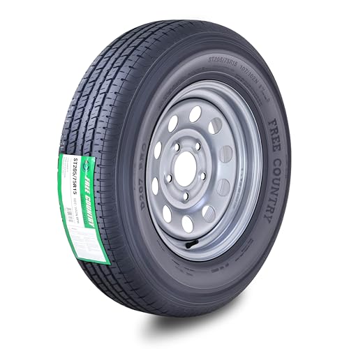 Free Country Trailer Tire & Wheel ST205/75R15 8-Ply 107N 5 Lugs on 4.5' PCD Silver Modular Rim