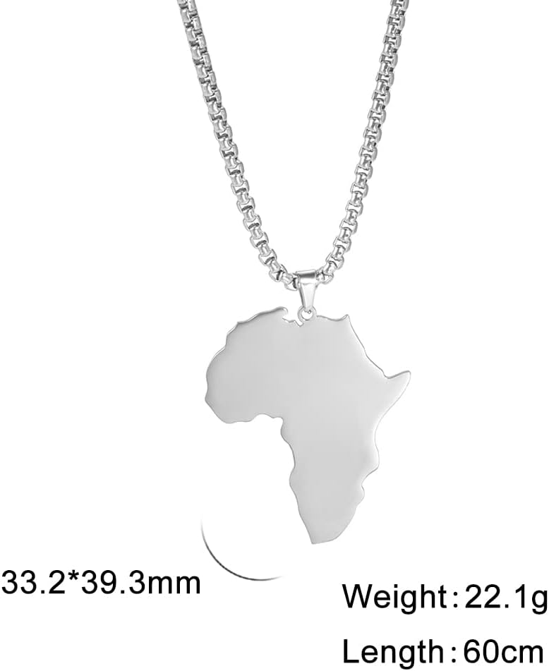 EUEAVAN Africa Map Pendant Necklace Stainless Steel Map of Africa Country Pendant Necklace for Men Women - Image 6