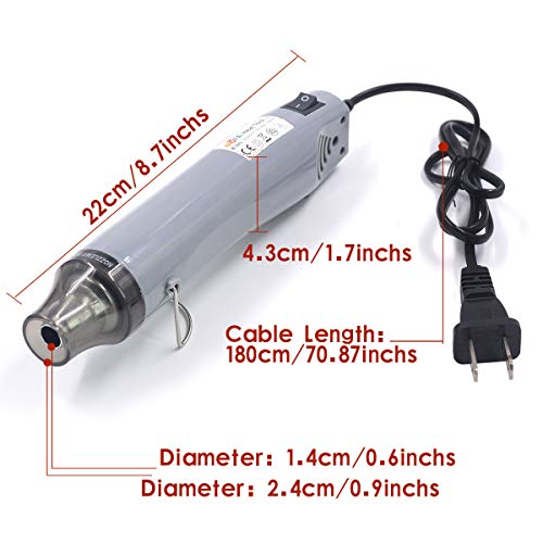 New Heat Gun,mofa Heat Gun For Epoxy Resin Shrink Gun with Stand For DIY Embossing And Drying Paint Multi-Purpose Electric Heating Nozzle 300W 110V (Silver,Gray) - Thumbnail 2