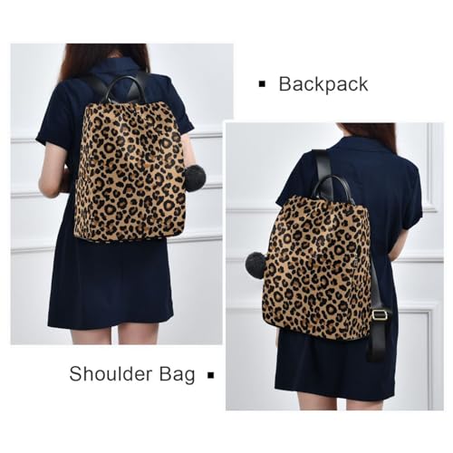 Sac à dos léopard marron multipoche tendance polyester - 7