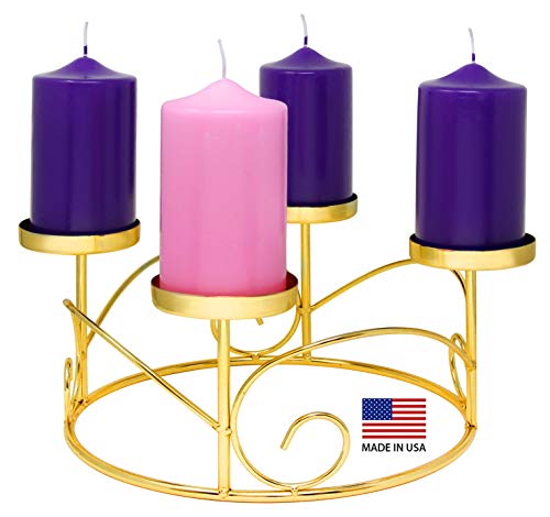 Pillar Advent Candle Set Of 4 - Advent Pillar Candles - Made In The Usa - Advent Candles For Advent Wreaths And Advent Rings Candle Holder- Premium Hand Dipped Drip-Less Candles #TOP1