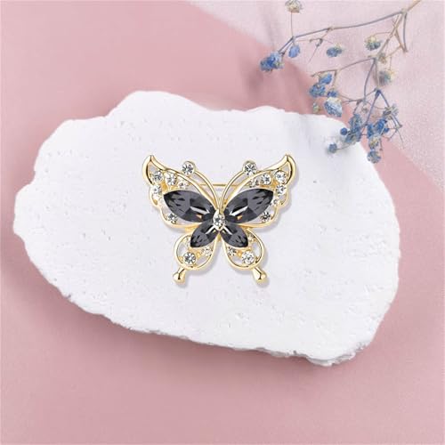 Image of coadipress Butterfly Brooch Pins Chic Romantic Elegant Rhinestone Crystal Insect Brooch Pin Women Corsage Scarf Shawl Clothing Accessories Wedding Party Banquet
